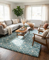 Berber Lattice Shag Collection Area Rug - Atlas (Light Blue) Rectangle Light Blue  lifestyle 4