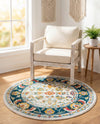 Adriana Terrace Collection Area Rug -  Positano (Multi) Round Multi  lifestyle 27