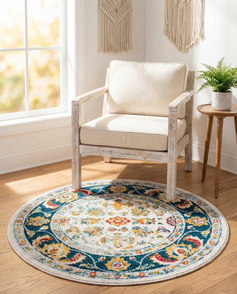 Adriana Terrace Collection Area Rug -  Positano (Multi) Round Multi  lifestyle 27
