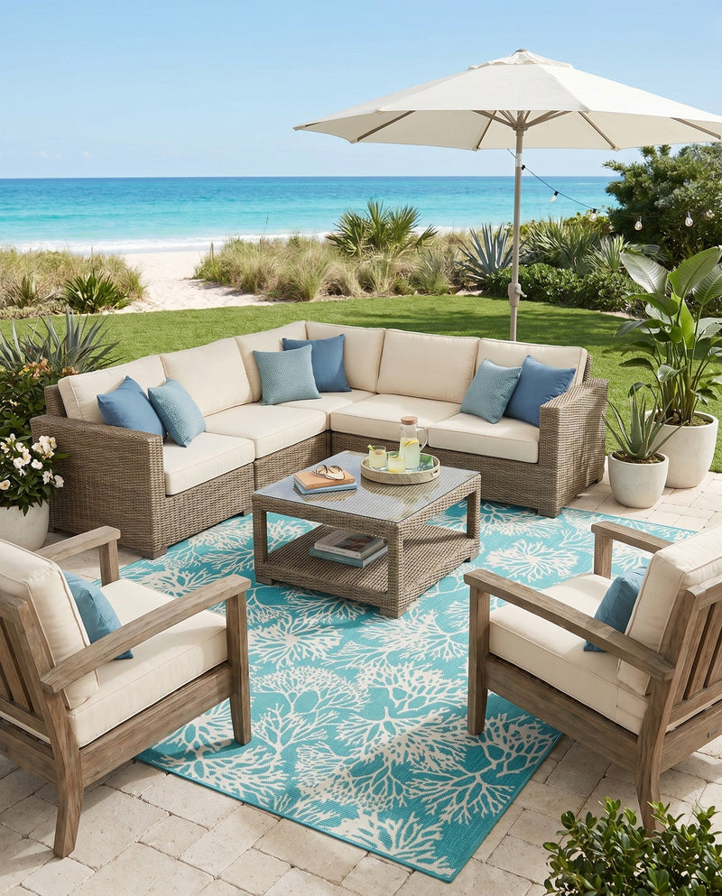Seaside Haven Rugs Collection Area Rug -  Seaside Rectangle Teal  lifestyle 16