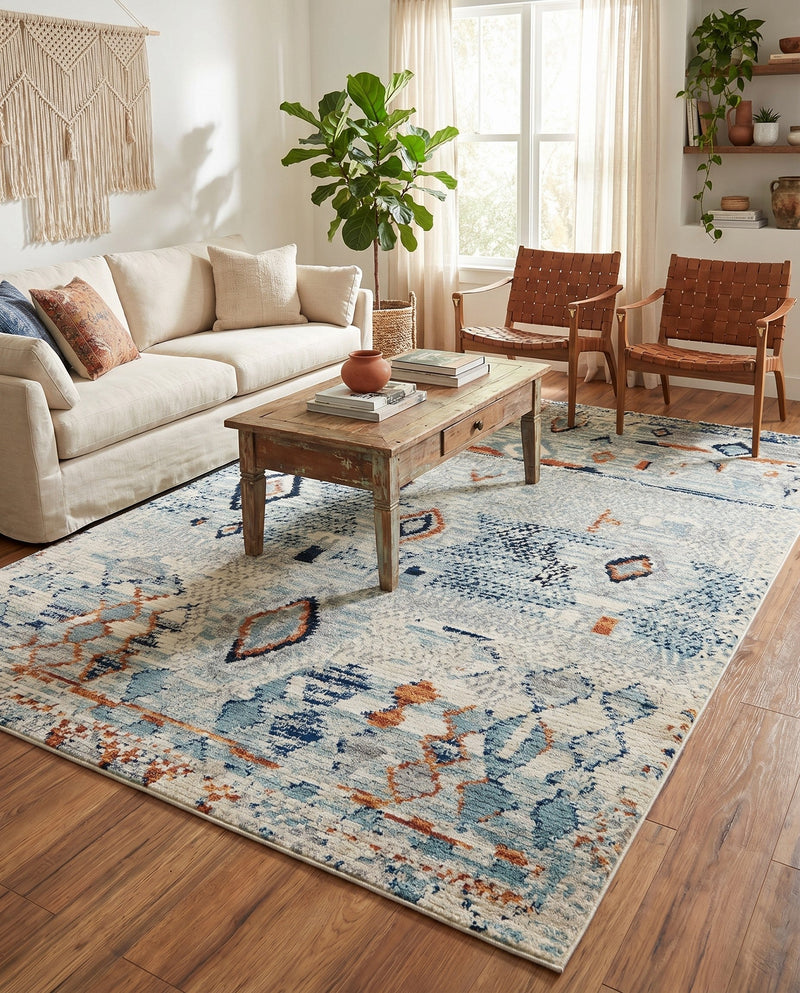 Tangier Treasures Collection Area Rug - Casablanca Rectangle Light Blue  lifestyle 13