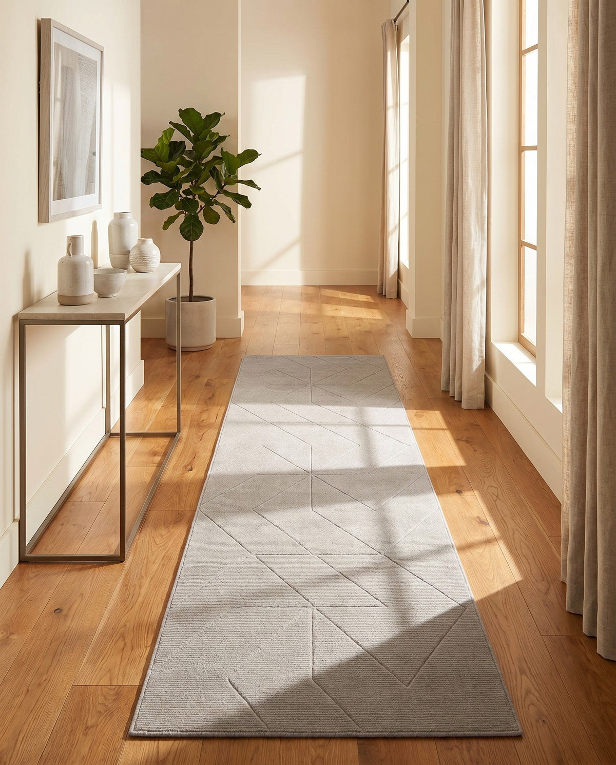 Nordic Loom Geometric Collection Area Rug - Oslo Runner Steel gray  lifestyle 163