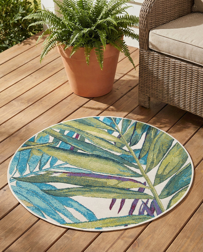 Seaside Blooms Collection Area Rug -  Arcadia Round Multi  lifestyle 46
