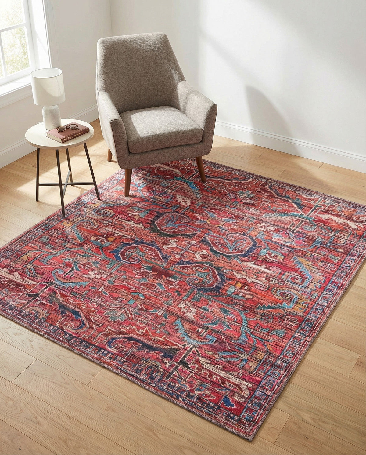 Zahara Oasis Collection Area Rug -  Tangier Square Rust Red  lifestyle 83