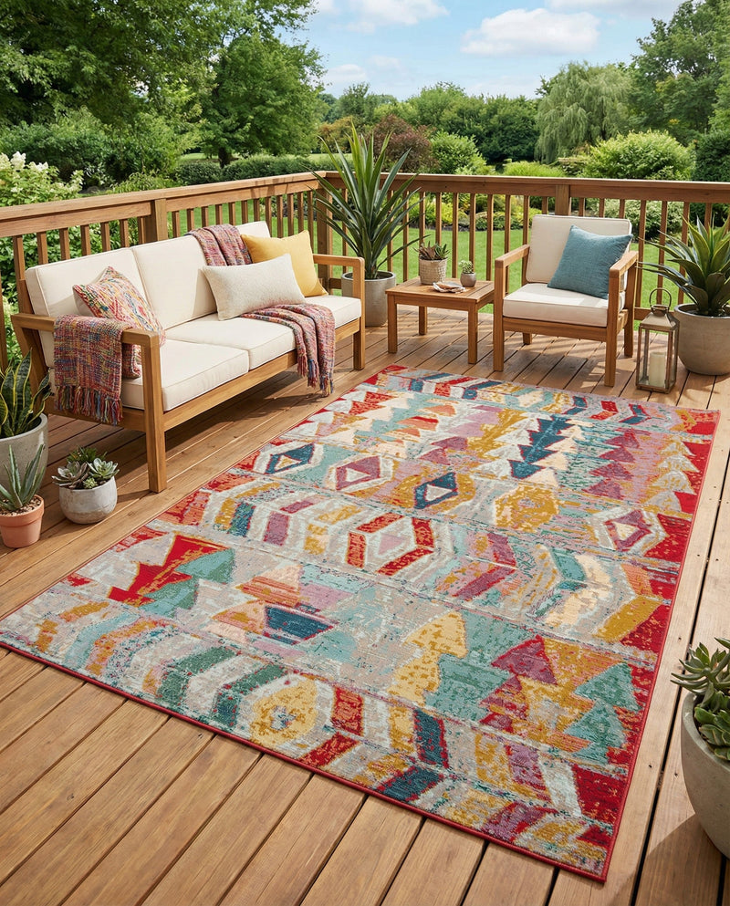 Urban Terrace Collection Area Rug -  Arcade Rectangle Multi  lifestyle 39