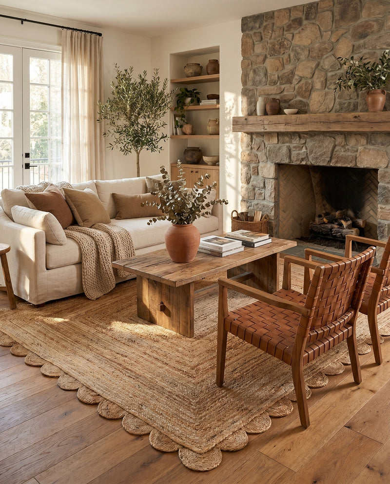 Serenity Braided Jute Collection Area Rug - Seaside Rectangle Natural  lifestyle 25
