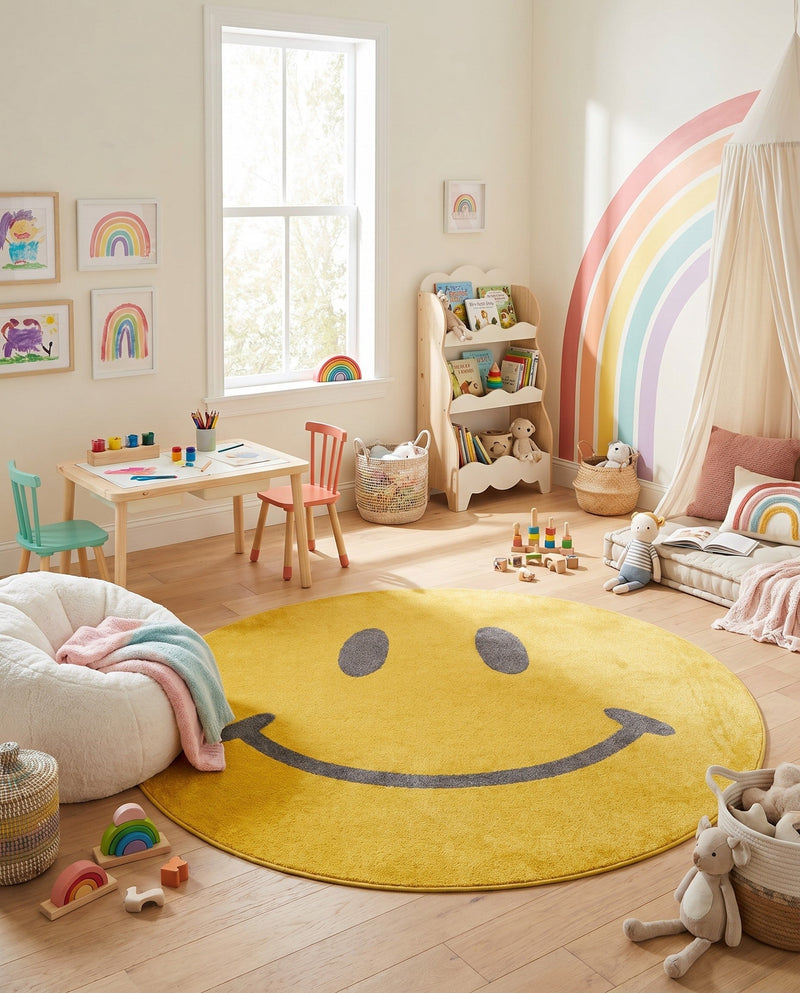 Wonder Tykes Collection Area Rug -  Zest Round Yellow  lifestyle 7