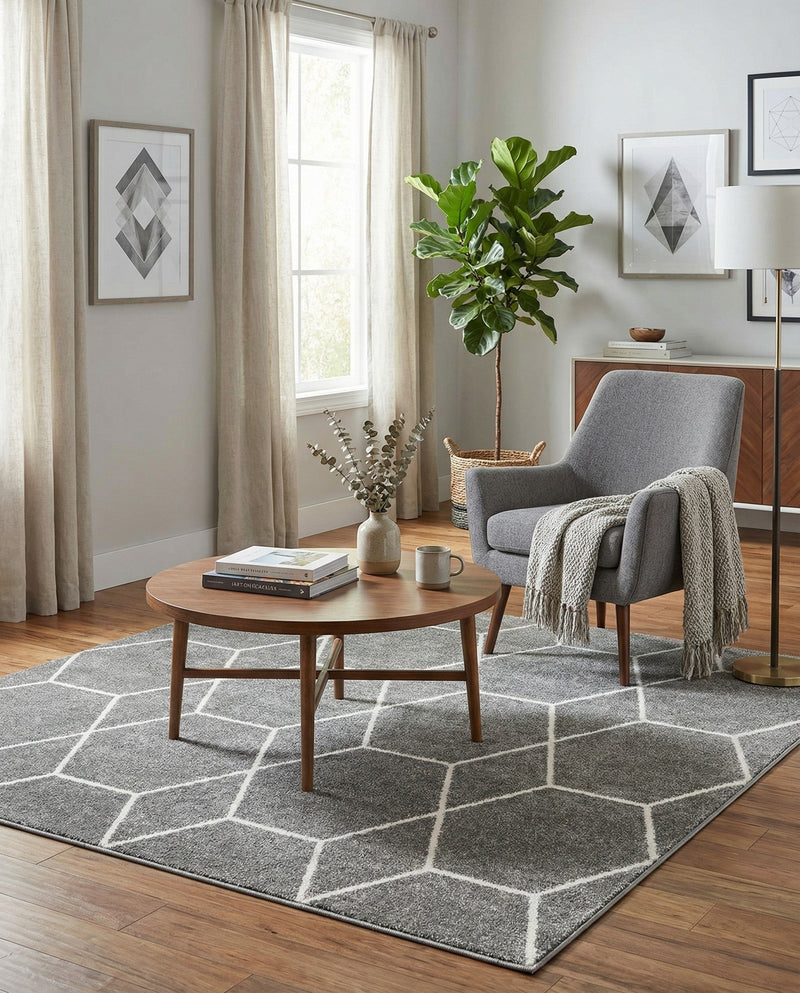 Trellis Mosaic Collection Area Rug - Arborville (Light Gray) Square Light Gray  lifestyle 50
