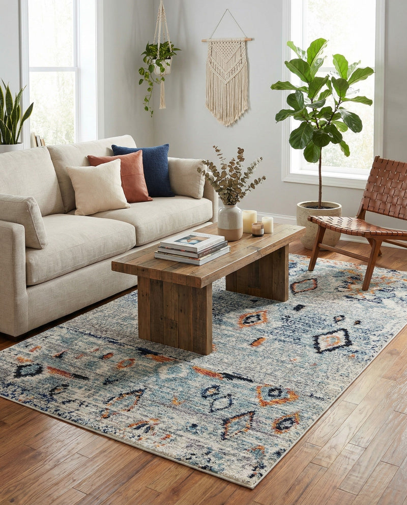 Tangier Treasures Collection Area Rug - Casablanca Rectangle Light Blue  lifestyle 8