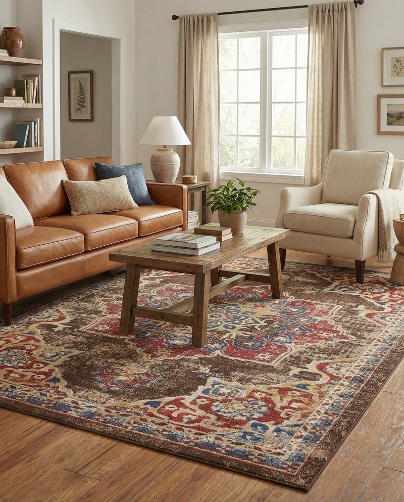 Eden Oasis Collection Area Rug -  Tranquility (Chocolate Brown) Rectangle Chocolate Brown  lifestyle 8
