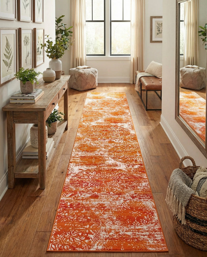 Riviera Elegance Collection Area Rug -  Monaco (Orange) Runner Orange  lifestyle 49