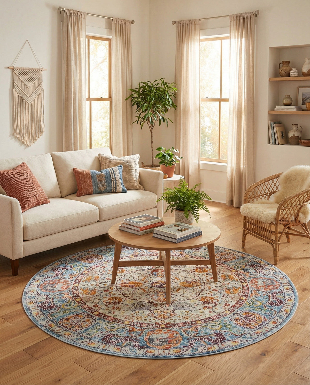 Caribbean Breeze Collection Area Rug -  Xcalak Round Light Blue  lifestyle 132