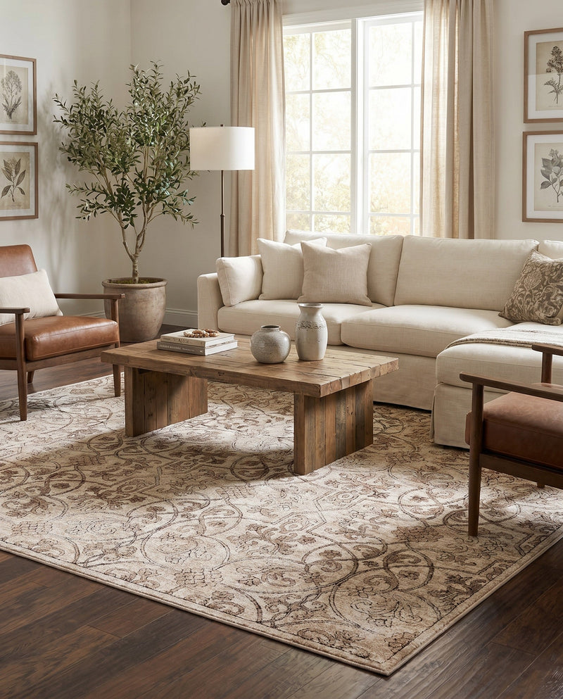 Andes Summit Collection Area Rug -  Merida Rectangle Dark Beige  lifestyle 6