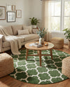 Lattice Gardens Collection Area Rug -  Bloomfield (Dark Green) Round Dark Green  lifestyle 35