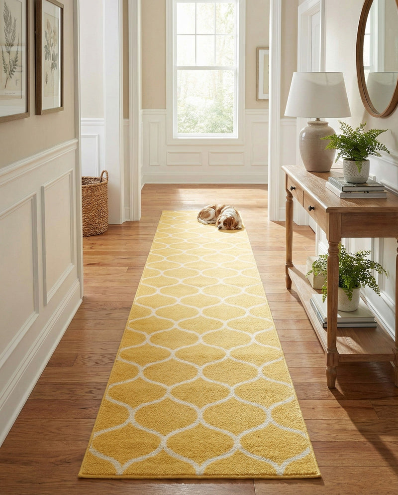 Trellis Mosaic Collection Area Rug -  Pergolatown (Yellow) Runner Yellow  lifestyle 46