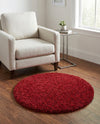 Plush Oasis Collection Area Rug - Serenity (Cherry Red) Round Cherry Red  lifestyle 37
