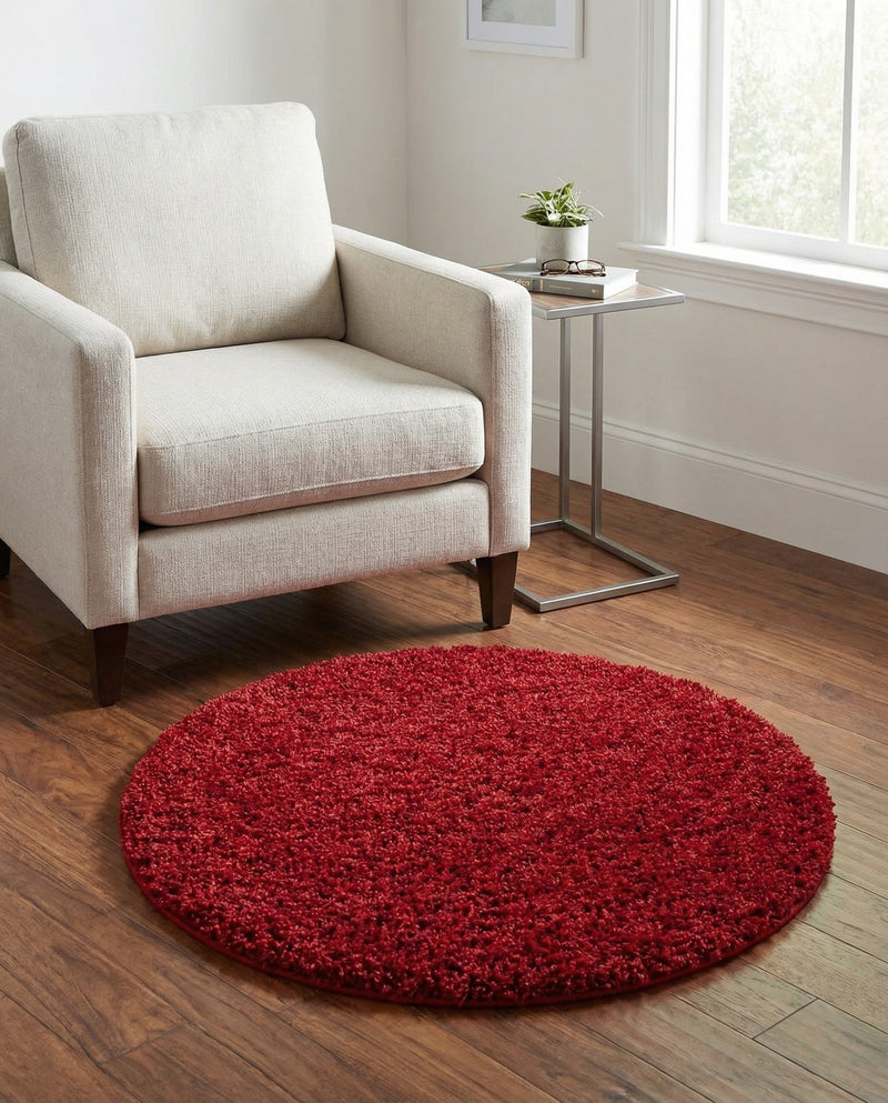Plush Oasis Collection Area Rug - Serenity (Cherry Red) Round Cherry Red  lifestyle 37