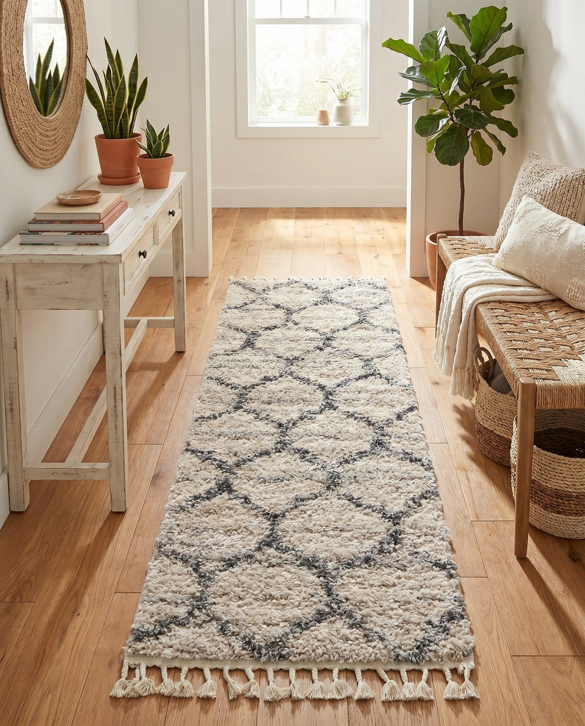Cozy Cove Shag Collection Area Rug - Marina Runner Beige  lifestyle 206