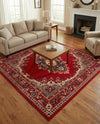 Tabriz Tapestry Collection Area Rug - Azerbaijan (Red) Square Red  lifestyle 24