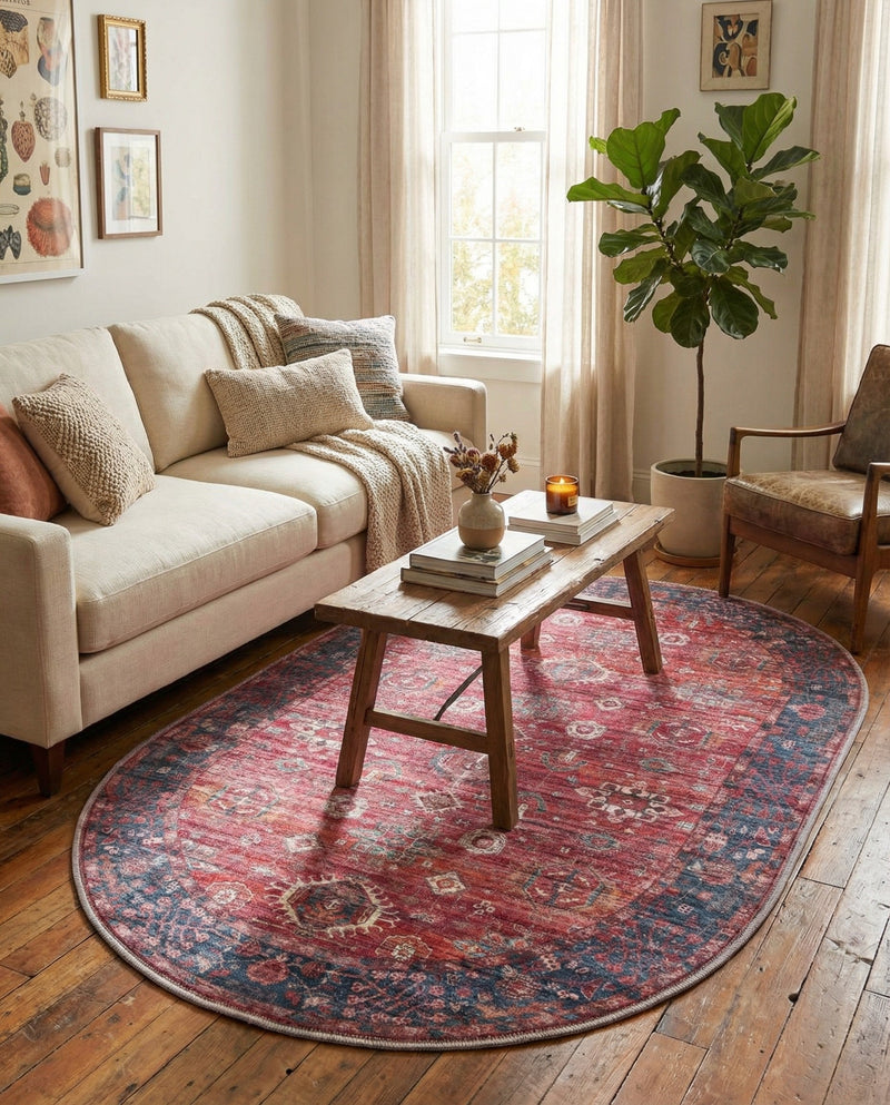 Zahara Oasis Collection Area Rug -  Ouarzazate Oval Antique Red  lifestyle 78