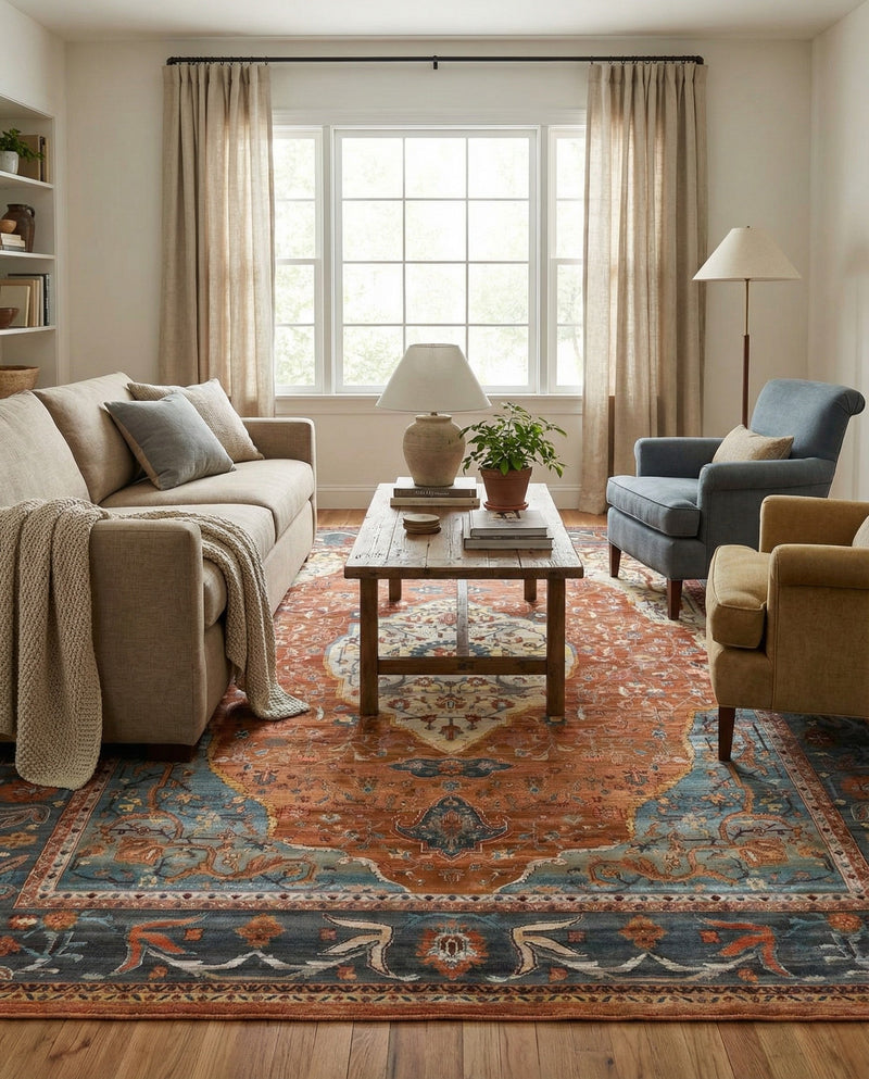 Caribbean Breeze Collection Area Rug -  Vieques Rectangle Rust Red  lifestyle 14