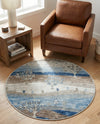 Zagros Shades Collection Area Rug -  Behbahan Round Blue Gray  lifestyle 54