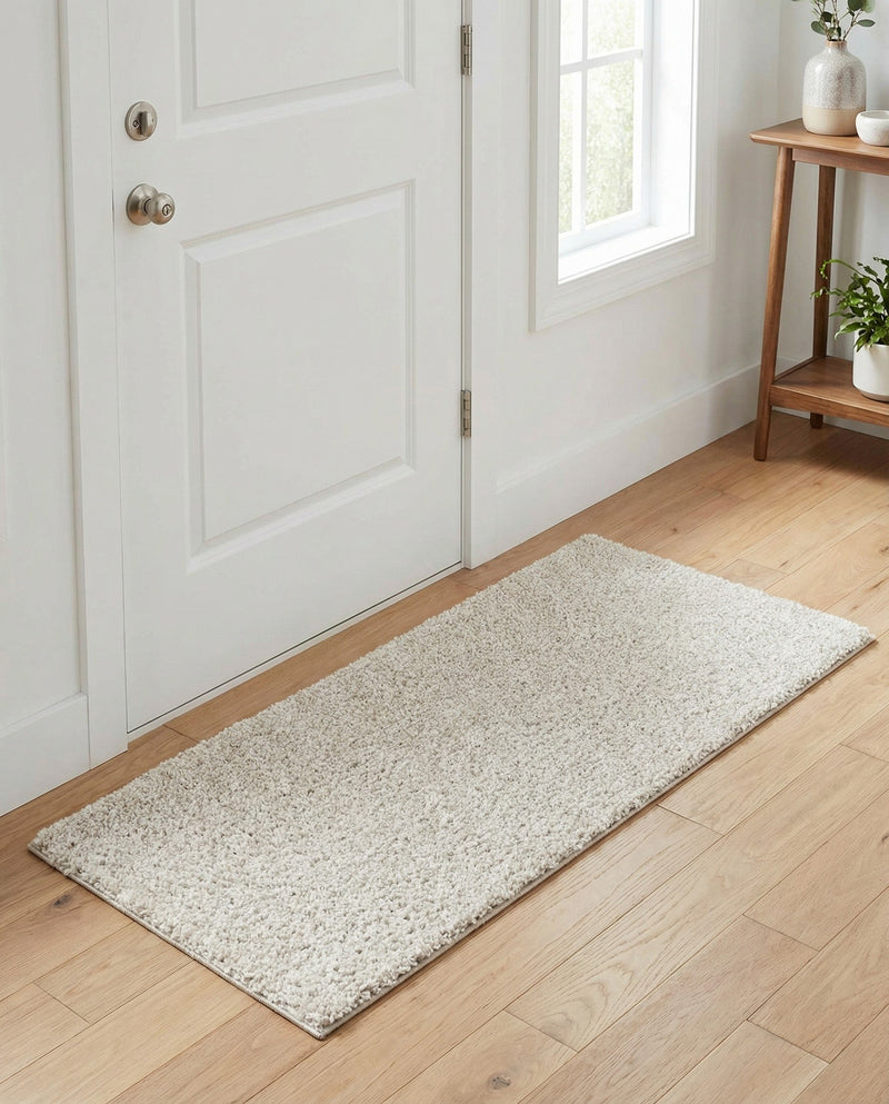 Solid Shag Seaside Collection Area Rug - Azure Cove (Ivory) Runner Ivory  lifestyle 52