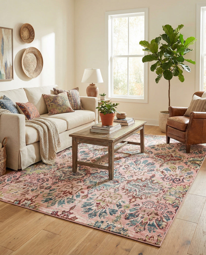 Savannah Elegance Collection Area Rug -  Forsyth Rectangle Pink  lifestyle 9