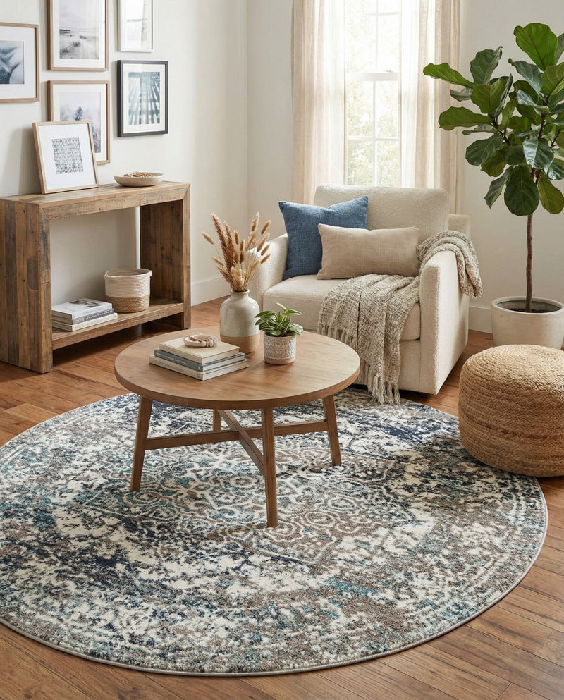 Georgetown Rugs Collection Area Rug - Dupont (Gray) Round Gray  lifestyle 63