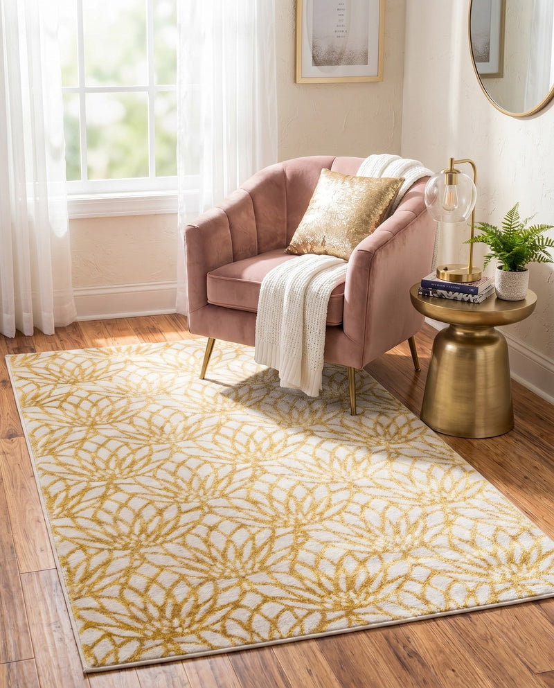 Hollywood Luxe Collection Area Rug -  Rodeo Rectangle White Gold  lifestyle 25