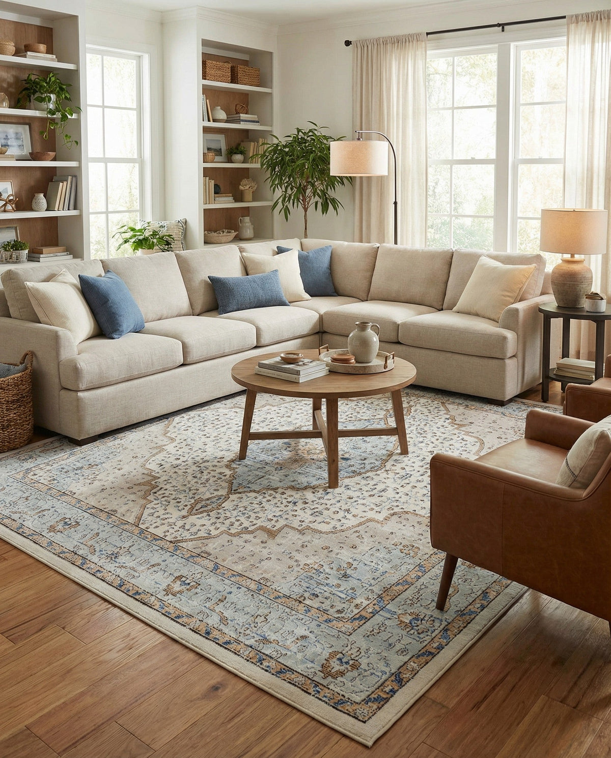 Mykonos Manor Collection Area Rug - Delos Square Blue  lifestyle 136