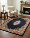 Tabriz Tapestry Collection Area Rug - Azerbaijan (Navy Blue) Rectangle Navy Blue  lifestyle 9