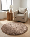 Eternal Plush Oasis Collection Area Rug -  Tranquility (Khaki) Round Khaki  lifestyle 39
