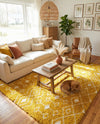 Berber Lattice Shag Collection Area Rug - Atlas (Yellow) Square Yellow  lifestyle 33