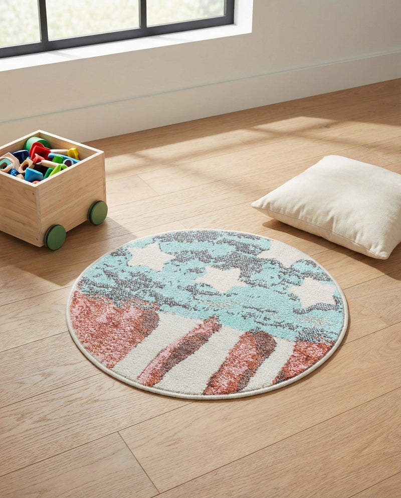 Wonder Tykes Collection Area Rug -  Zany Round Red and Blue  lifestyle 35