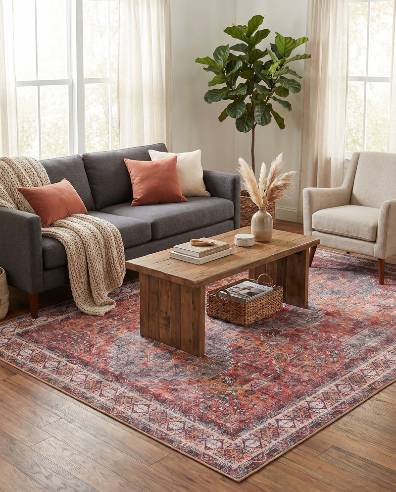 Heritage Elegance Collection Area Rug -  Uffizi Rectangle Rust Red  lifestyle 23