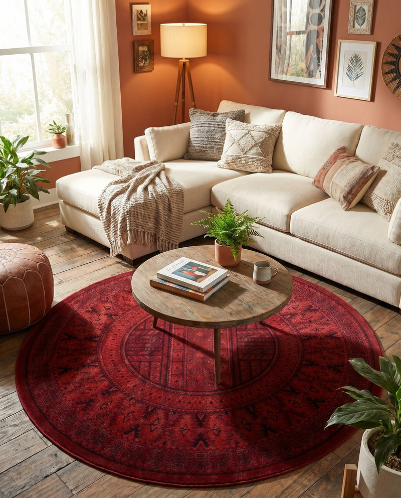 Samarkand Elegance Collection Area Rug -  Ark Round Red  lifestyle 71