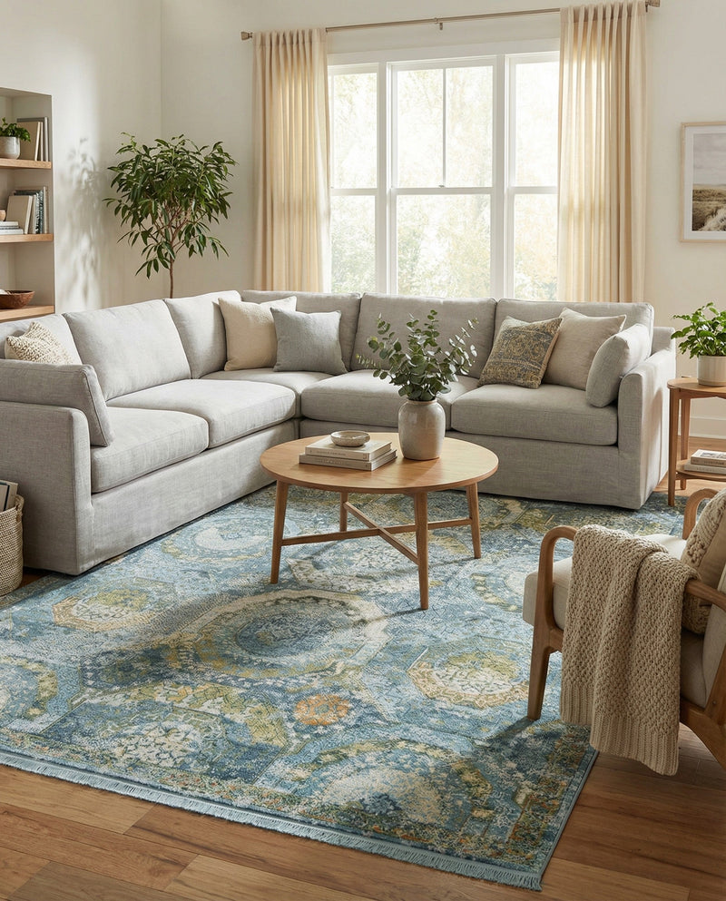 Caribbean Breeze Collection Area Rug -  Lucia Rectangle Light Blue  lifestyle 49