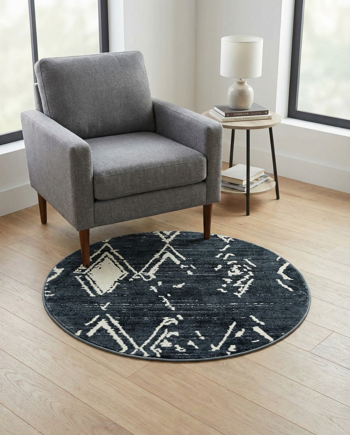 Metro Heights Collection Area Rug -  Madison Round Navy Blue  lifestyle 129