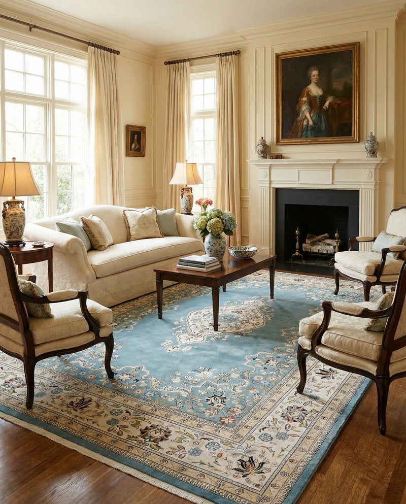 Persian Elegance Collection Area Rug - Isfahan Rectangle Blue  lifestyle 33