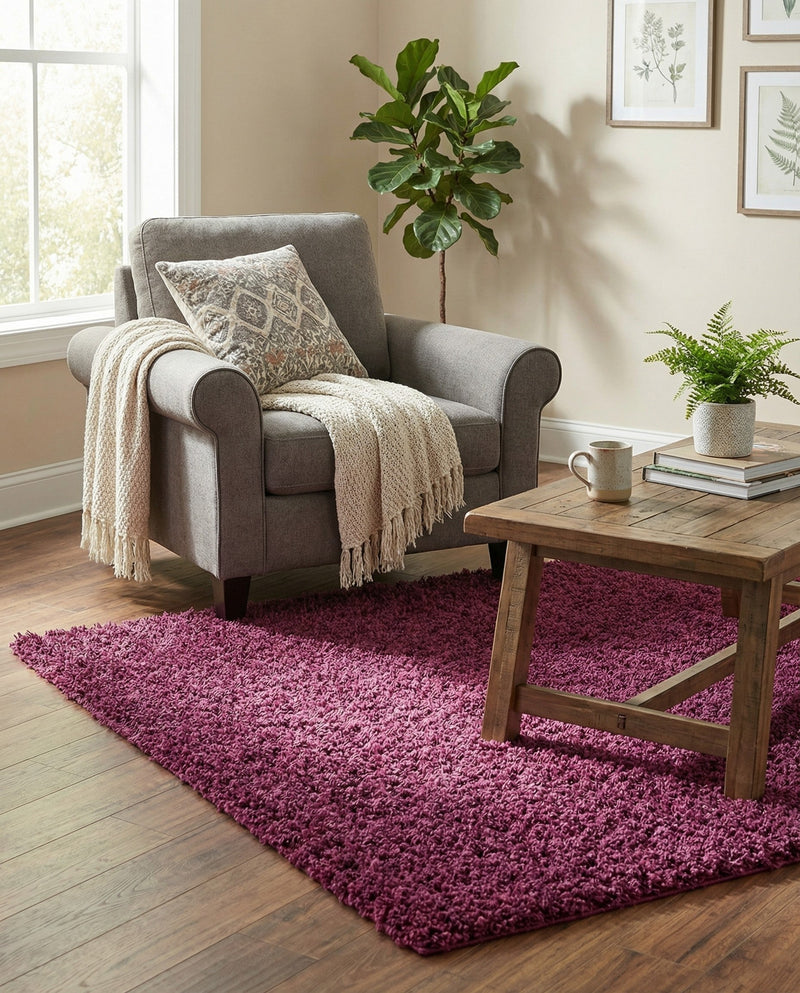 Plush Oasis Collection Area Rug - Serenity (Eggplant Purple) Rectangle Eggplant Purple  lifestyle 7