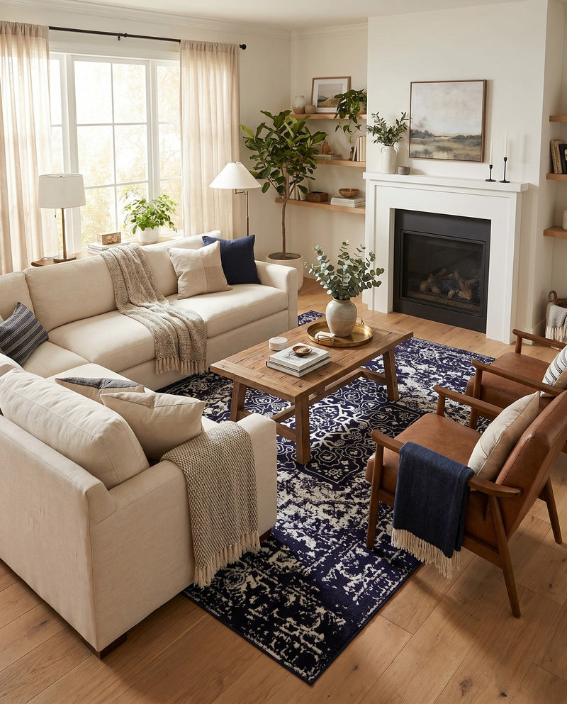 Georgetown Rugs Collection Area Rug - Dupont (Navy Blue) Rectangle Navy Blue  lifestyle 15