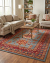 Persian Elegance Collection Area Rug -  Bushehr Rectangle Light Blue  lifestyle 10