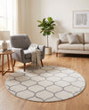 Trellis Mosaic Collection Area Rug -  Pergolatown (Ivory) Round Ivory  lifestyle 88