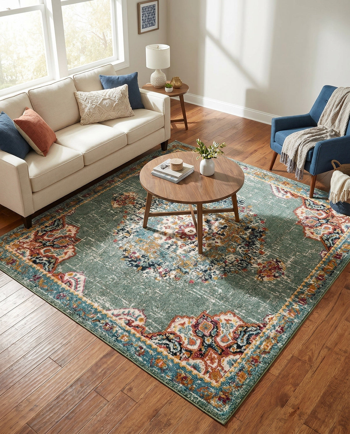 Brighton Terrace Collection Area Rug - Hove (Green) Square Green  lifestyle 92