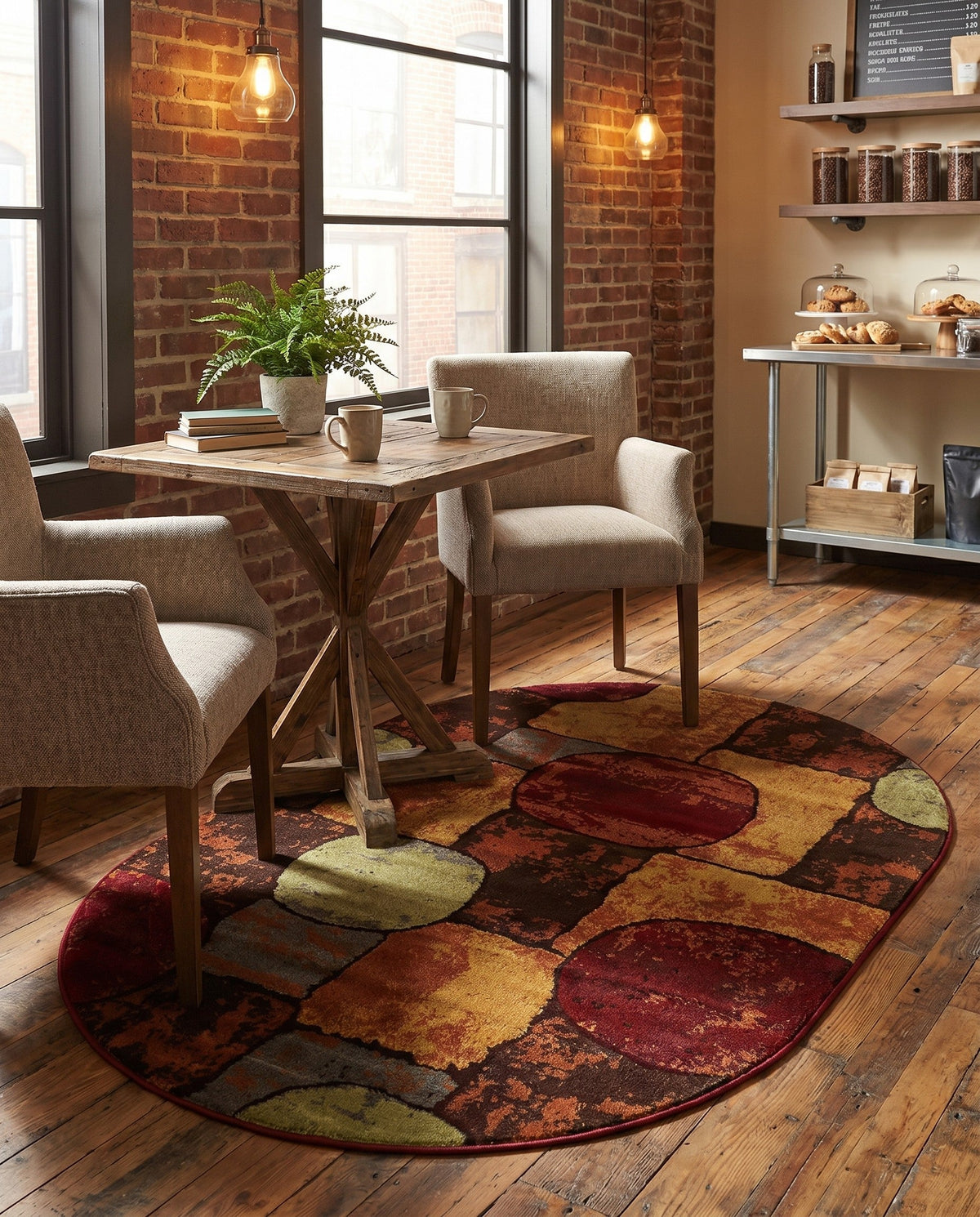Bistro Lounge Collection Area Rug -  Cappuccino Oval Multi  lifestyle 92