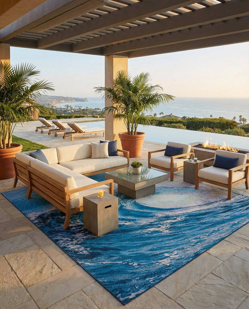 Urban Terrace Collection Area Rug - Veranda Square Blue  lifestyle 38