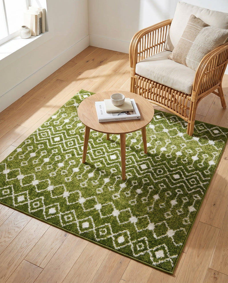 Mediterranean Lattice Collection Area Rug - Santorini (Green) Square Green  lifestyle 64