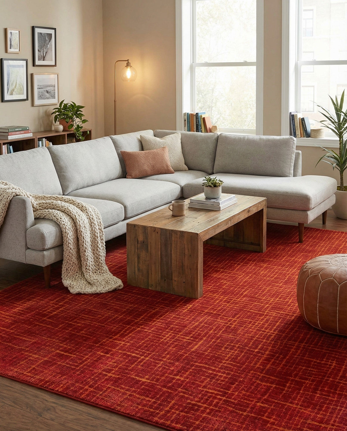Haven Tapestry Collection Area Rug - WhisperingFalls Rectangle Burnt Sienna  lifestyle 55