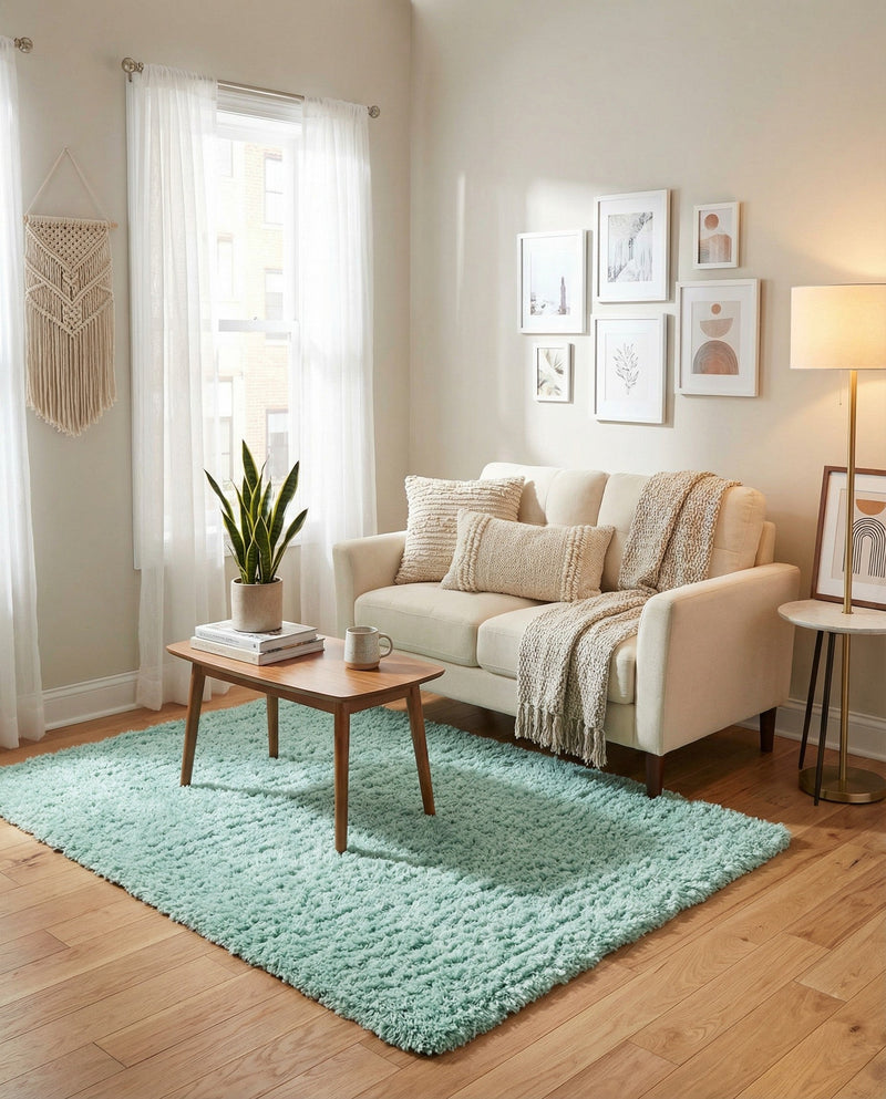 Eternal Plush Oasis Collection Area Rug -  Tranquility (Cyan) Rectangle Cyan  lifestyle 8